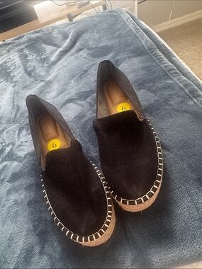 Joie Black Canvas Espadrille Slip-On Flats